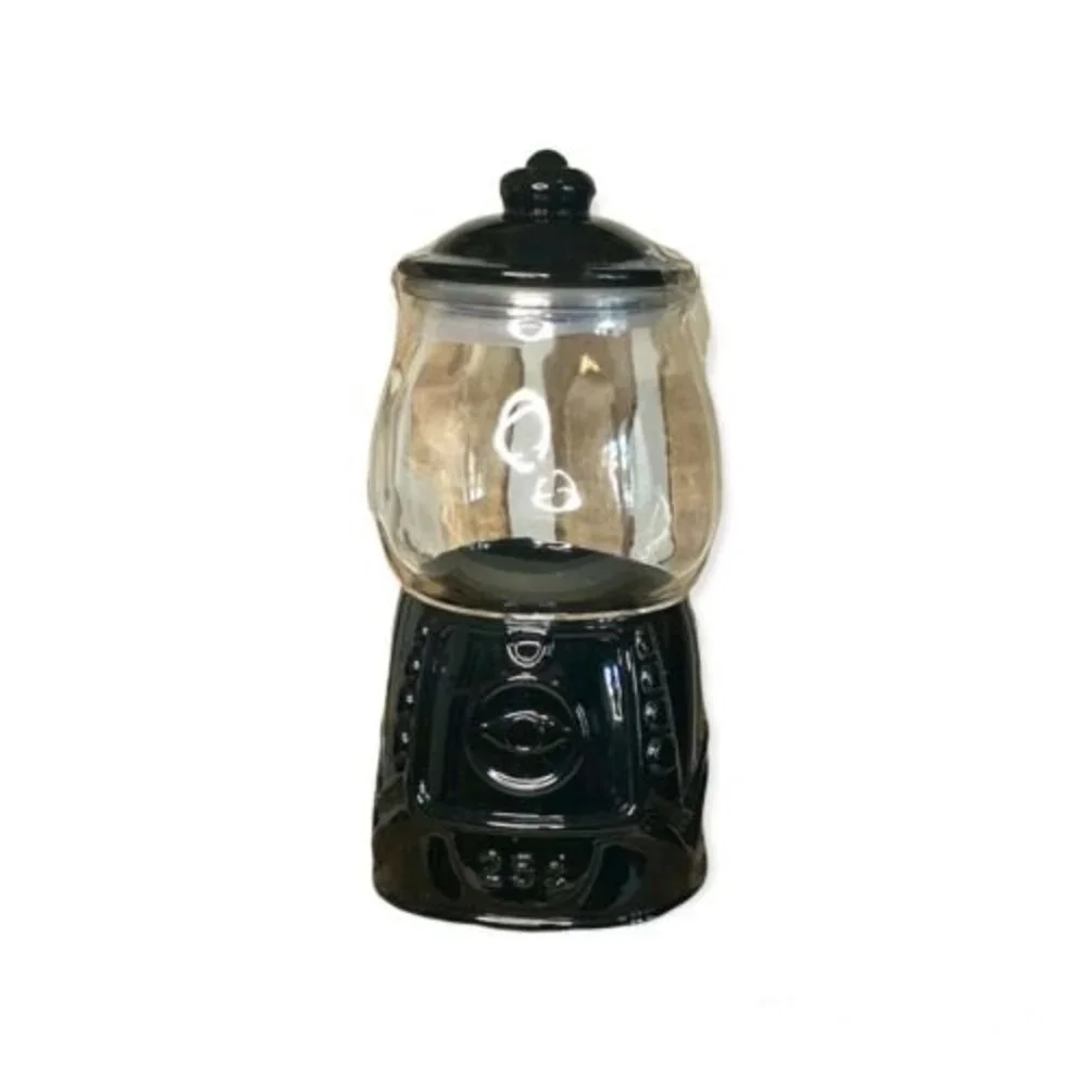 Target Bullseye Playground Glass Gumball Machine Candy Dispenser Canister Black